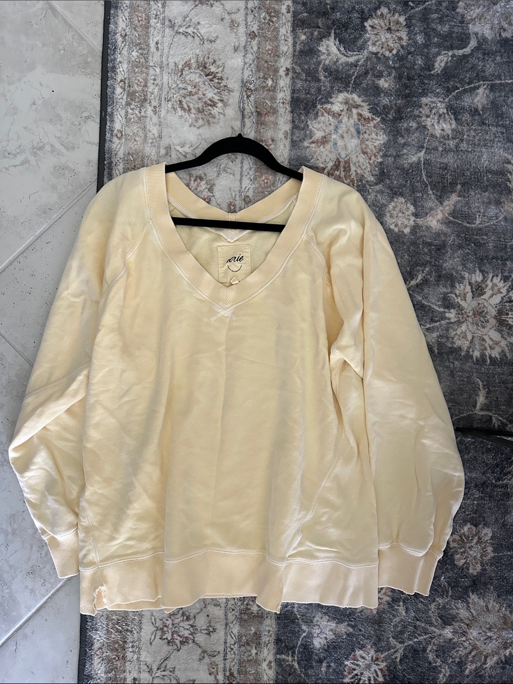 aerie Yellow V-Neck Sweatshirt